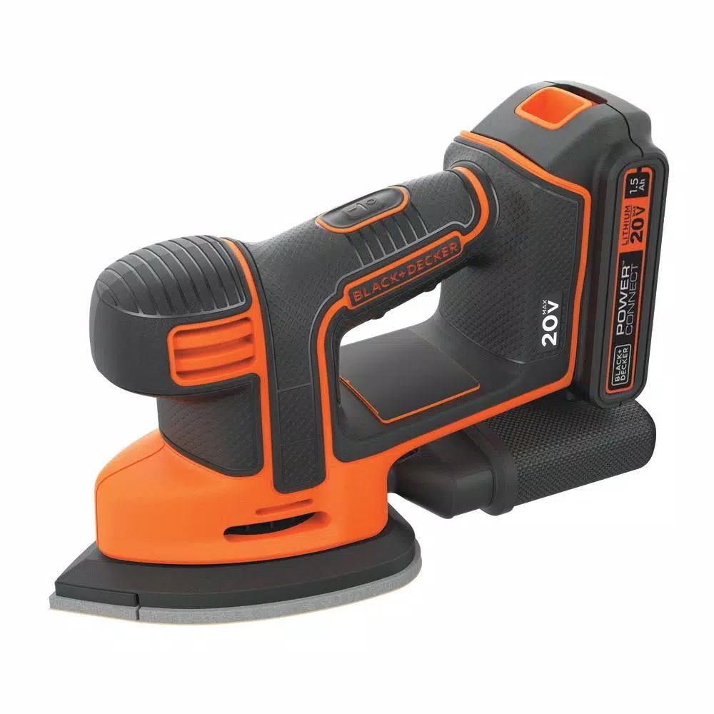 BLACK+DECKER 20V MAX Lithium-Ion Cordless Mouse Sander with 1.5 Ah Battery and Charger