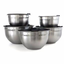 MegaChef MegaChaf 5-Piece Stainless Steel Mixing Bowl Set with Lids thumbnail 3
