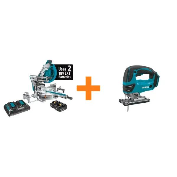 Makita 18V X2 LXT 12 in. Brushless Dual-Bevel Sliding Compound Miter Saw Kit with Bonus 18V LXT Jigsaw