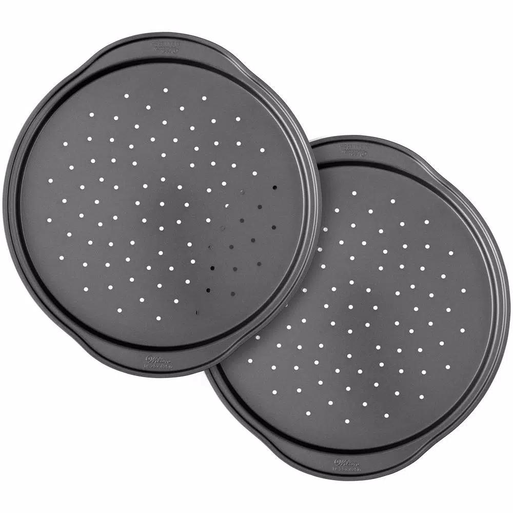 Wilton Perfect Results 14 in. Non-Stick Perforated Pizza Crisper Pan, Set of 2