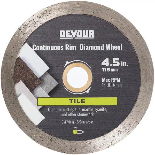 DEVOUR 4.5 in. Diamond Continuous Rim Blade for Tile, Marble, and Granite