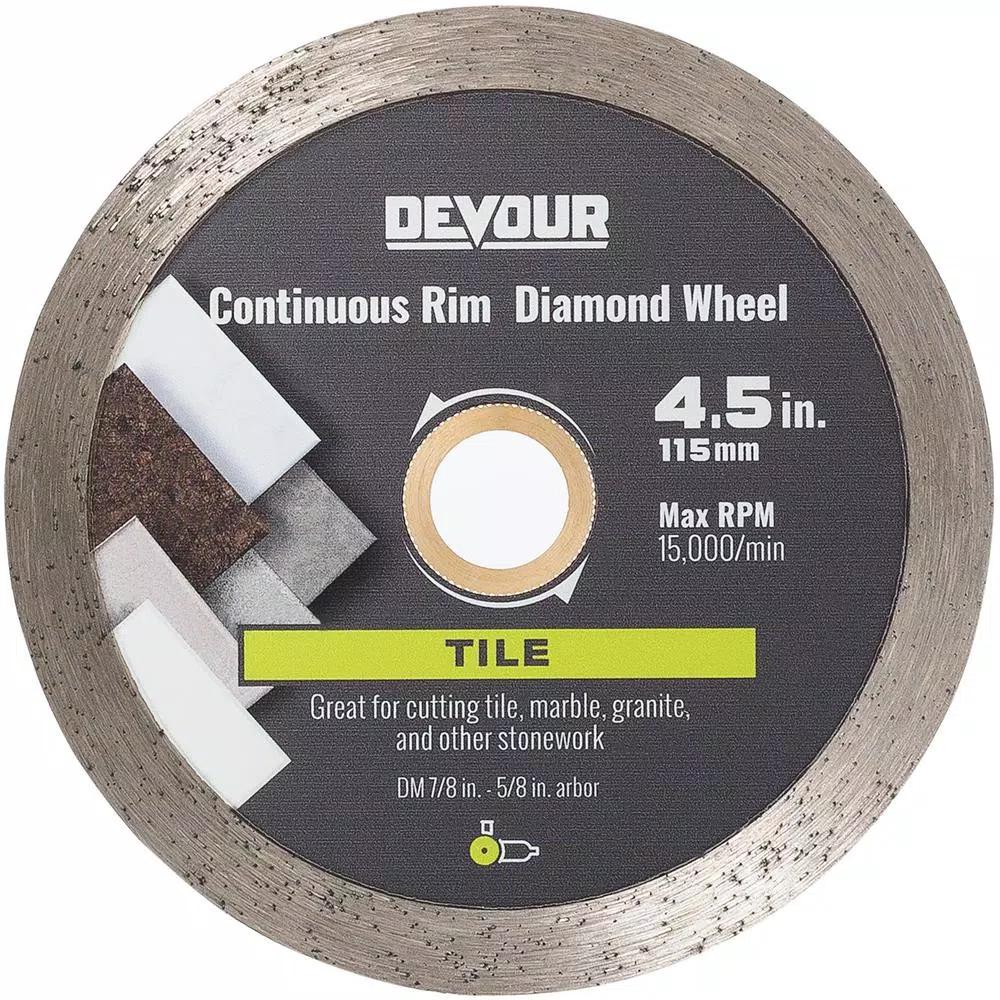DEVOUR 4.5 in. Diamond Continuous Rim Blade for Tile, Marble, and Granite