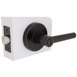 Defiant Highland Aged Bronze Privacy Door Lever with Round Rose thumbnail 3