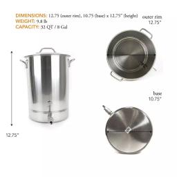 Gas One 32 Qt. Stainless Steel Brew Kettle Set with Tri-Ply Aluminum Bottom and Spigot thumbnail 5