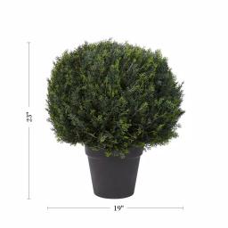 Pure Garden 23 in. Artificial Ball Style Cypress Topiary with Pot thumbnail 2