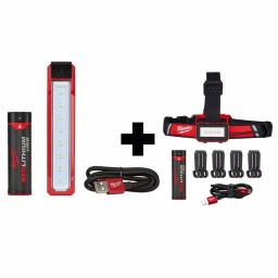 Milwaukee REDLITHIUM USB Rechargeable LED Rover Pocket Flood Light & Low-Profile Headlamp 2-Pack thumbnail 1