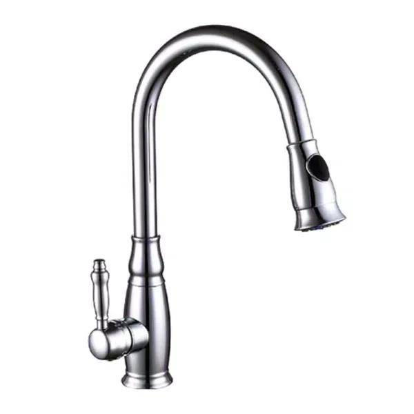 Vanity Art Chrome Single-Handle Pull-Down Kitchen Faucet with 360 Degree Swivel Spout