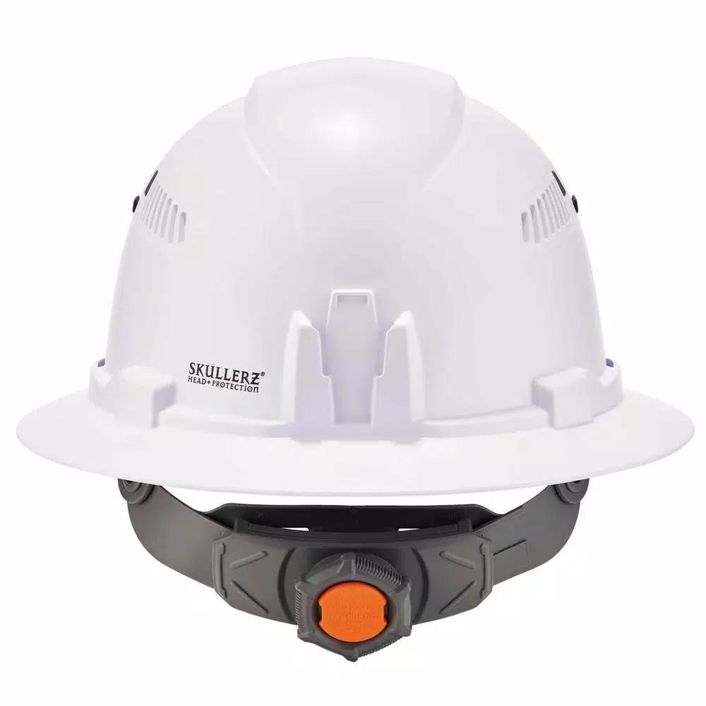 Ergodyne Skullerz 8973 Class C Full Brim Vented Hard Hat with Ratchet Suspension - White