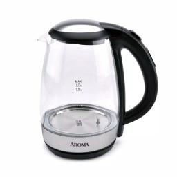 AROMA 7-Cup Black Glass Electric Kettle with Digital Temperature Display, 1.7L Cordless Pouring thumbnail 1