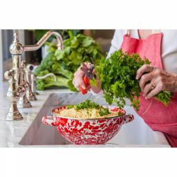 Golden Rabbit Grey Swirl 1 qt. Porcelain Enamelware Colander thumbnail 3
