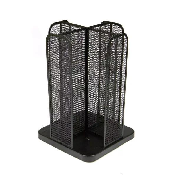 Mind Reader Rotating Cup and Lid Carousel Organizer, Black Metal Mesh Dispenser
