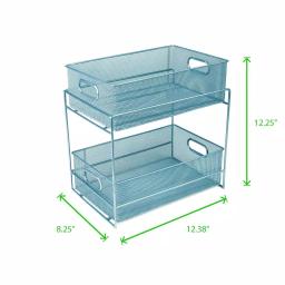 MIND READER 2-Tier Metal Mesh Utensil Caddy & Organizer, Turquoise thumbnail 7