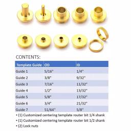 POWERTEC 11-Piece Brass Router Guide Bushing Set with Centering Bits and Lock Nuts thumbnail 4