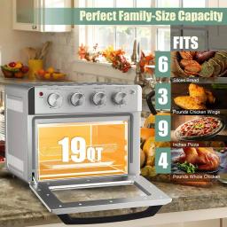 Costway 19 Qt. Silver Air Fryer Toaster Oven with Dehydrate and 7-in-1 Functions thumbnail 6