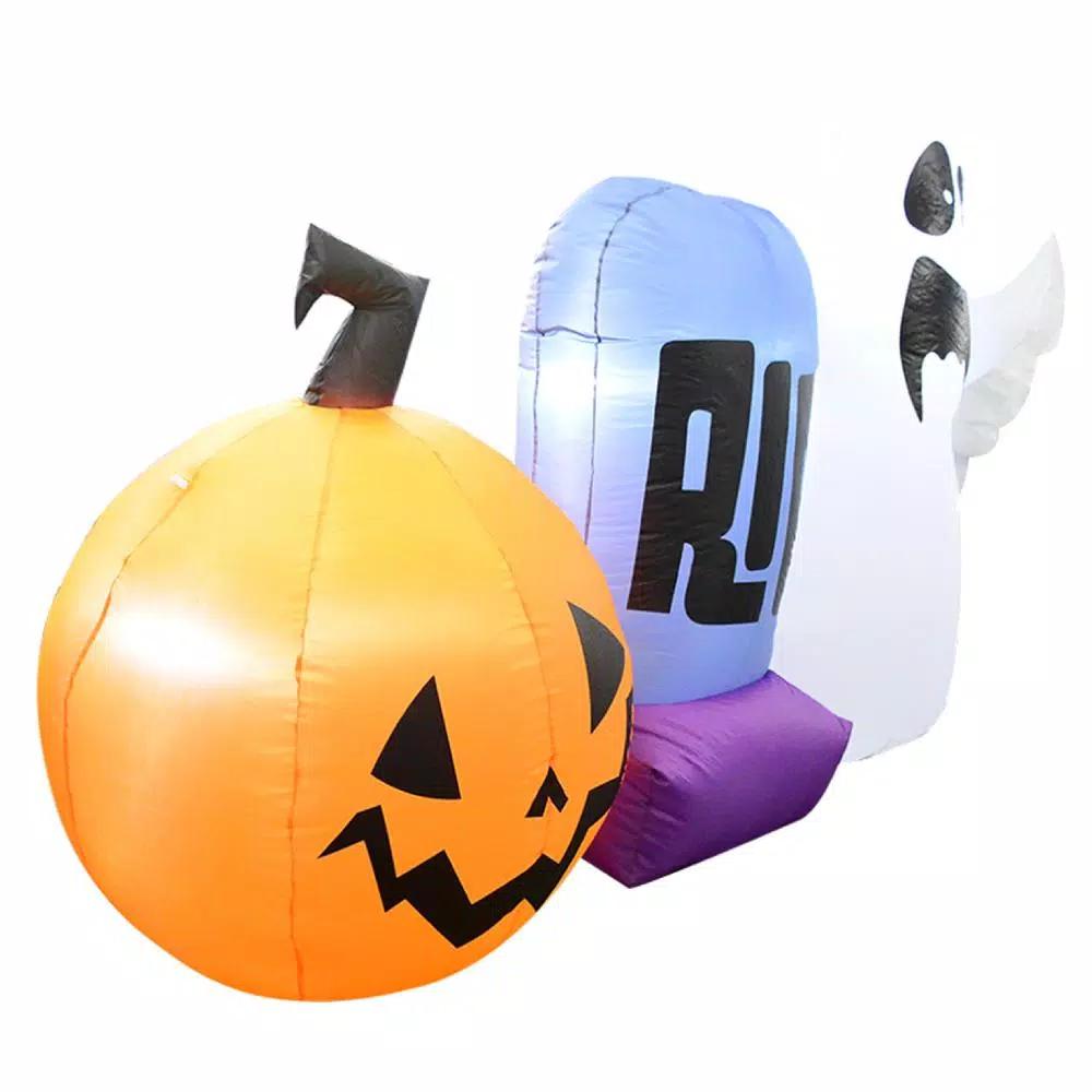 ALEKO's 5.5 ft. Pre-Lit Halloween Inflatable Ghost and Jack-o'-lantern RIP Trio