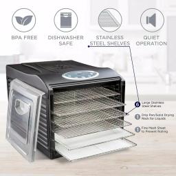 Ivation 6-Tray Stainless Steel Food Dehydrator Machine, 480W Digital Timer & Temperature Control thumbnail 6