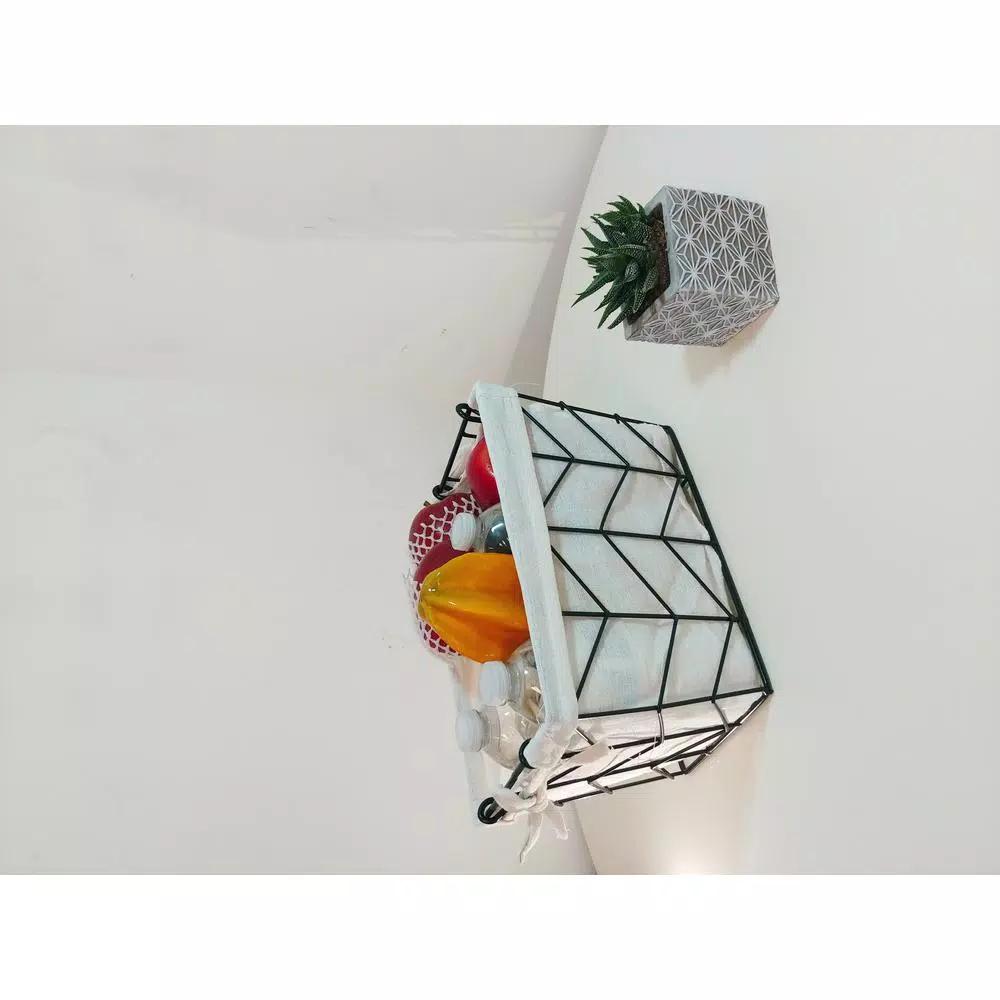 Admired By Nature Metal Wire Rectangular Nesting Storage Baskets, Set of 3 with Soft Cloth Lining