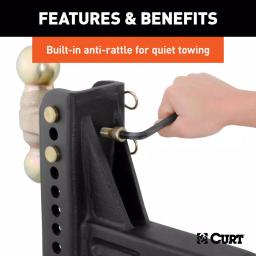 CURT Adjustable Channel Ball Mount, 2-1/2 in. Receiver, 6 in. Drop, Dual Ball 2 in. & 2-5/16 in. thumbnail 3