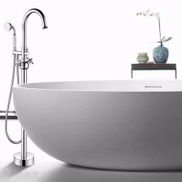 Vanity Art 48 in. Freestanding Single-Handle Claw Foot Tub Faucet with Hand Shower, Polished Chrome thumbnail 1