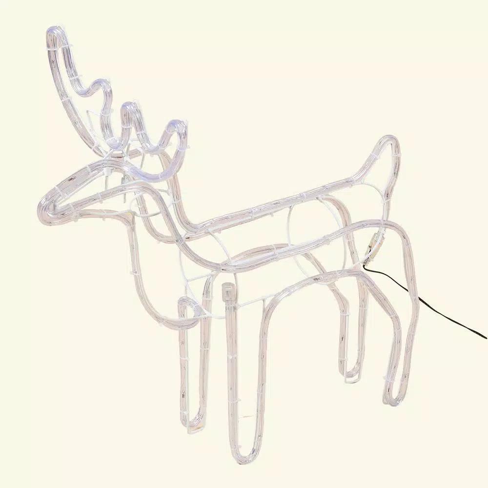 Luxen Home 25 in. LED White Rope Light Standing Reindeer - Indoor/Outdoor Christmas Decoration