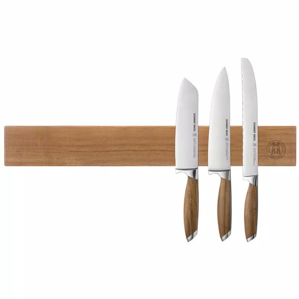 SCHMIDT BROS. Acacia Wood 24 in. Magnetic Knife Bar - Wall Mounted Cutlery Storage