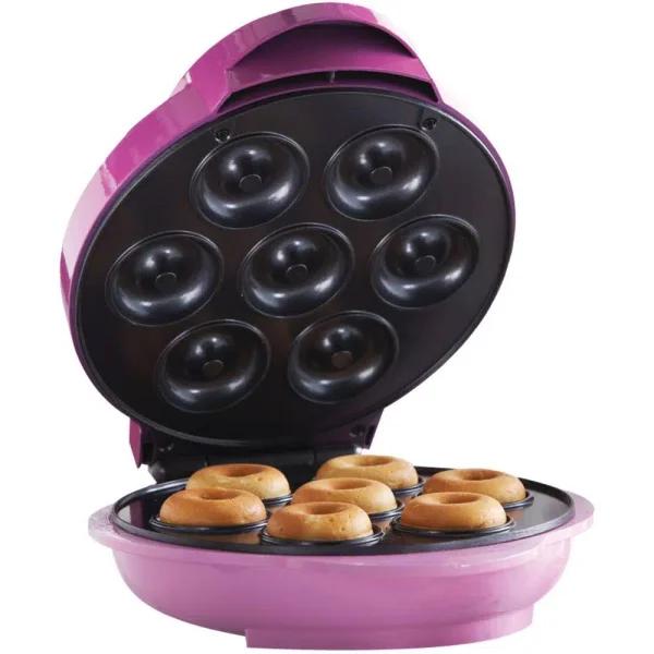 Brentwood Appliances 750W Mini Donut Maker, Nonstick Electric Dessert Maker in Pink