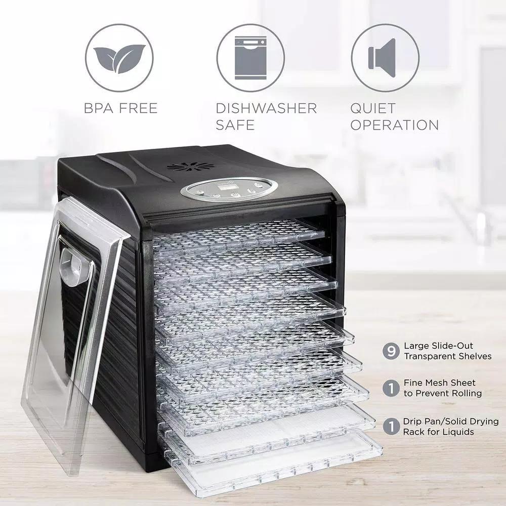 Ivation 9-Tray Electric Food Dehydrator with Digital Timer & Temperature Control, 600W