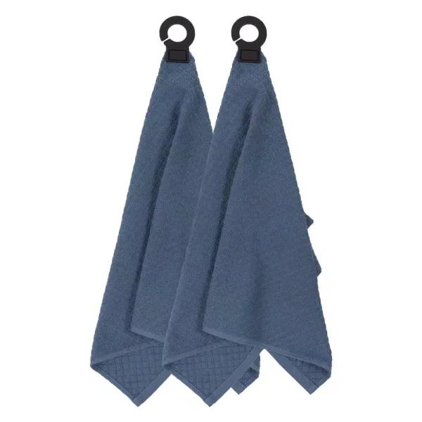 RITZ Hook and Hang Federal Blue Woven Cotton Kitchen Towels, Set of 2