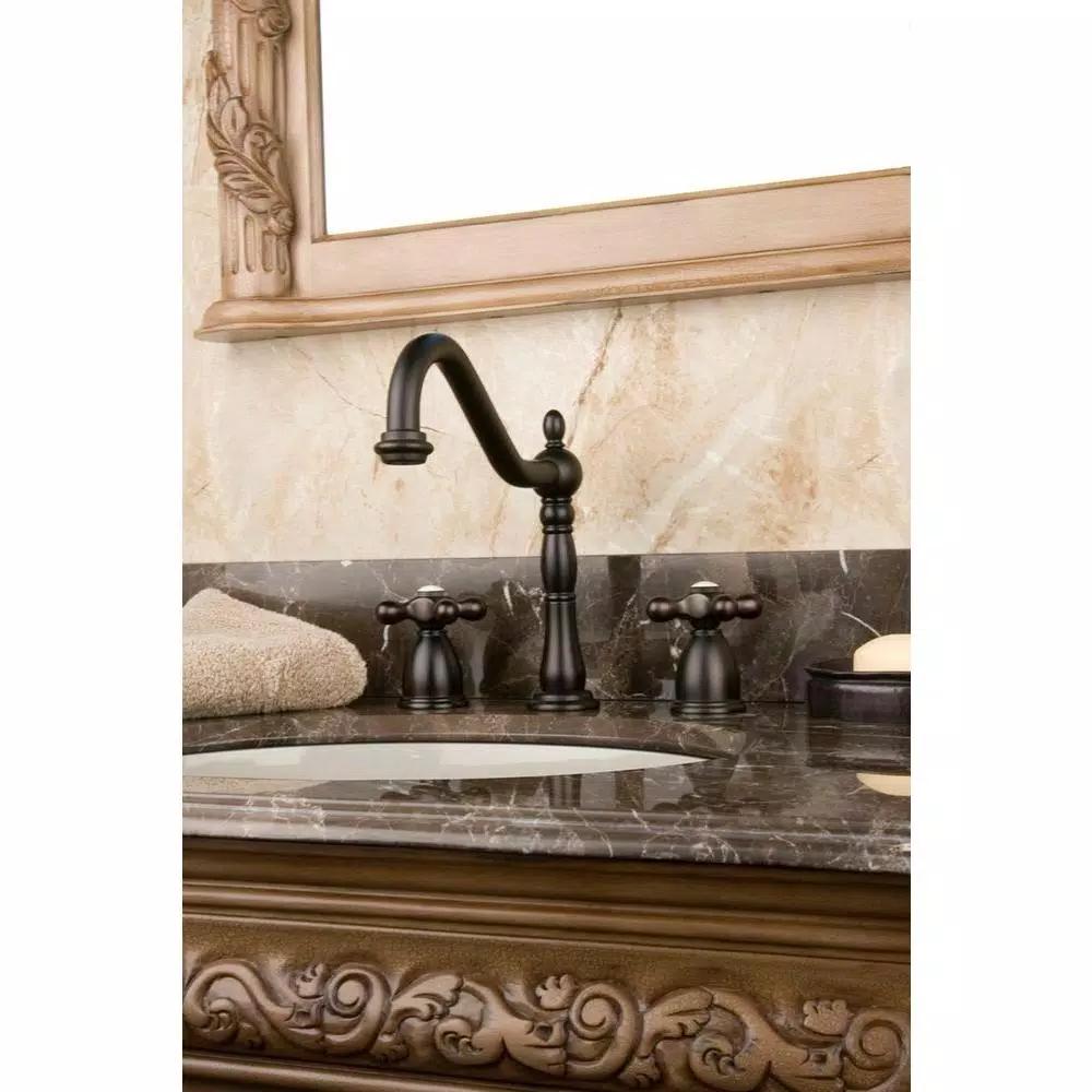 Kingston Brass Victorian 8 in. Widespread 2-Handle Bathroom Faucet, High Arc Spout, Oil Rubbed Bronze