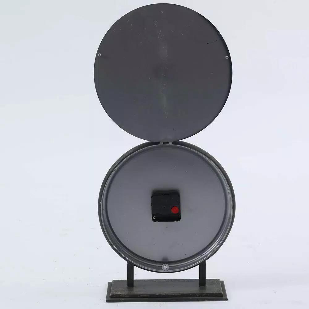 Winsome House Black Metal Vintage Table Top Clock with Roman Numerals