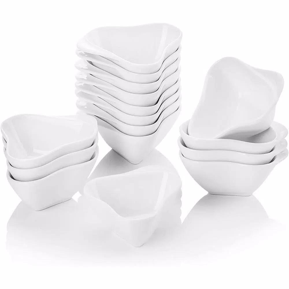 MALACASA 3 in. White Porcelain Ramekins Set of 16, Ceramic Souffle Dishes and Serving Bowls