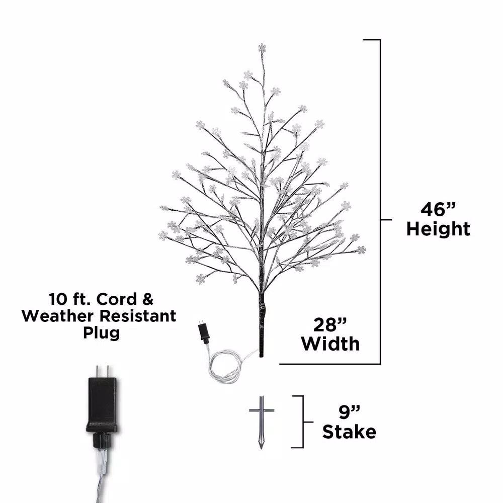 Alpine Corporation 58 in. Frosty Christmas Snowflake Tree with 120 Cool White LED Lights