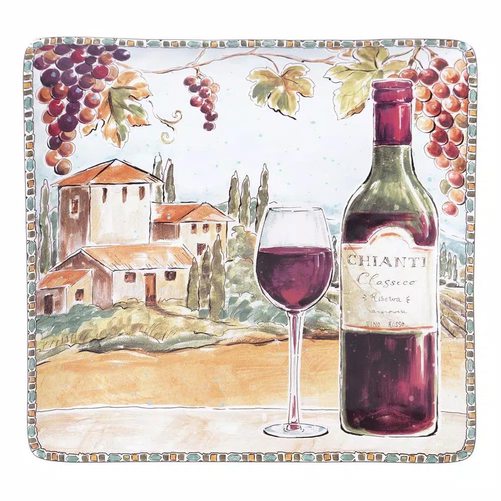 Certified International Tuscan Breeze 12.5 in. Stoneware Square Platter, Multi-Colored
