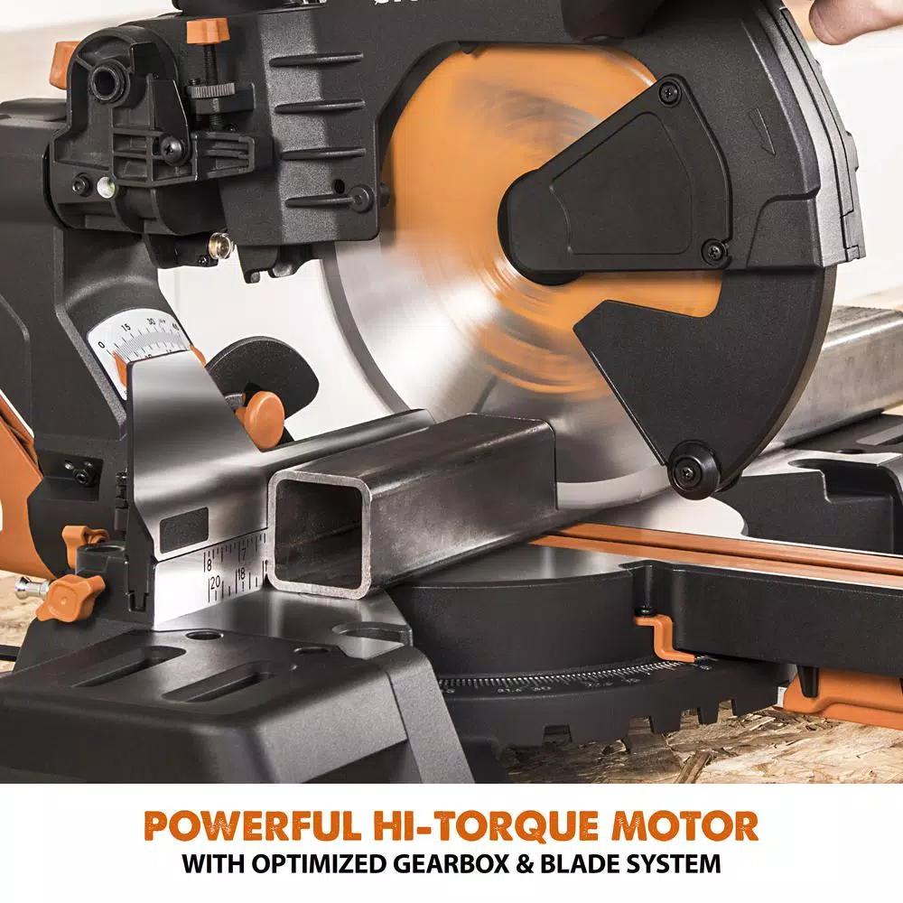 Evolution Power Tools Evolution R255SMSDB+ 10 in. 15 Amp Dual Bevel Sliding Miter Saw with Laser Guide