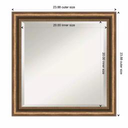 Amanti Art Manhattan 24 in. Square Bronze Wood Framed Beveled Edge Bathroom Vanity Mirror thumbnail 5