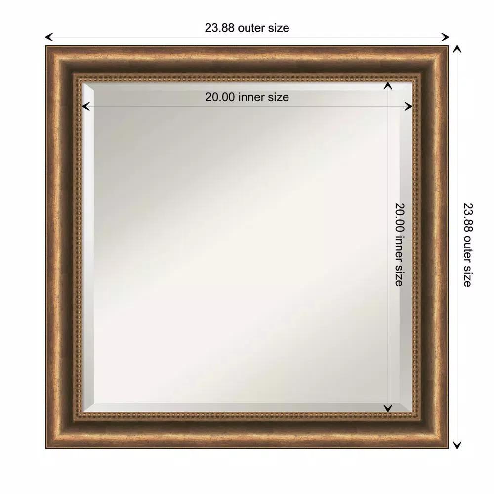 Amanti Art Manhattan 24 in. Square Bronze Wood Framed Beveled Edge Bathroom Vanity Mirror