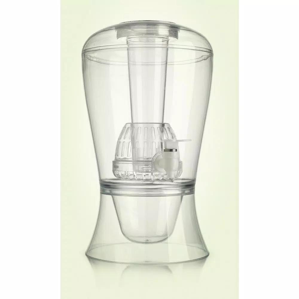 Home Essentials 2 Gallon Glass Beverage Dispenser with Ice and Fruit Infuser, Clear