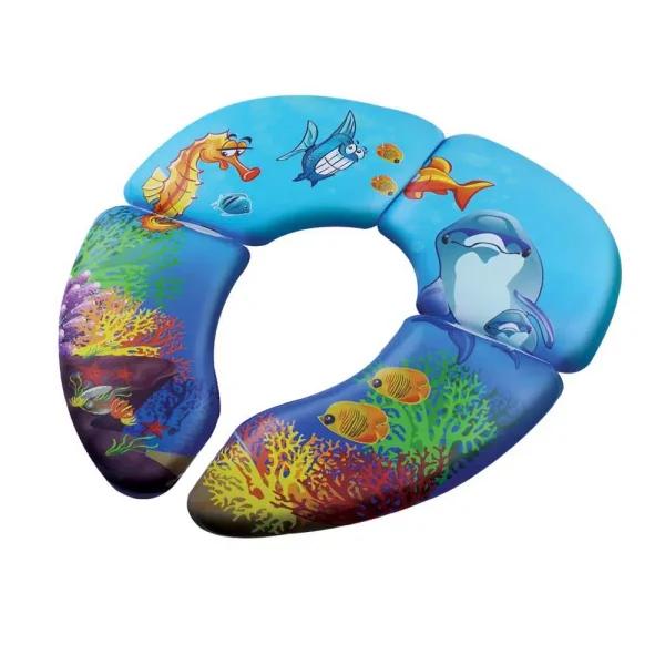 Babyloo Ocean Pattern Folding Cushioned Toilet Seat with Travel Bag for Toddlers