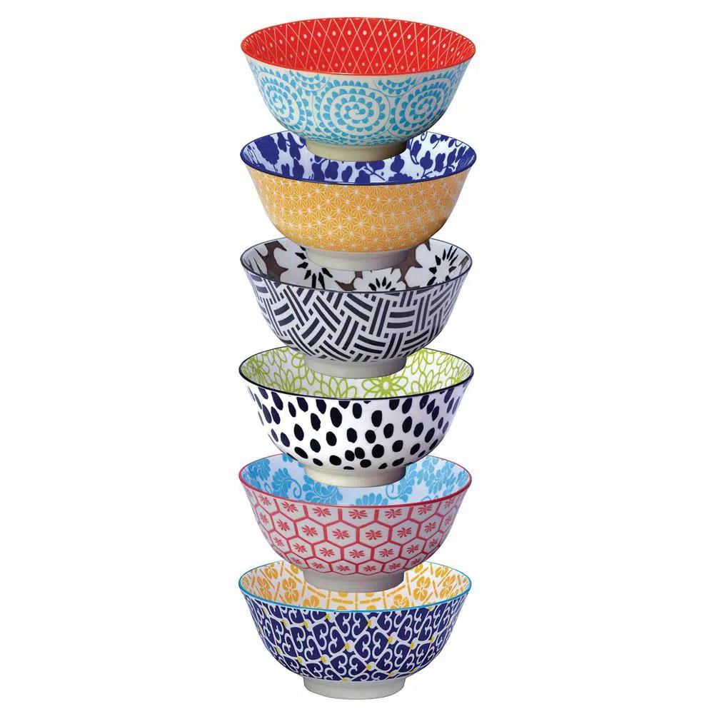 Certified International Chelsea Multi-Color Porcelain Bowl Set, 6-Piece