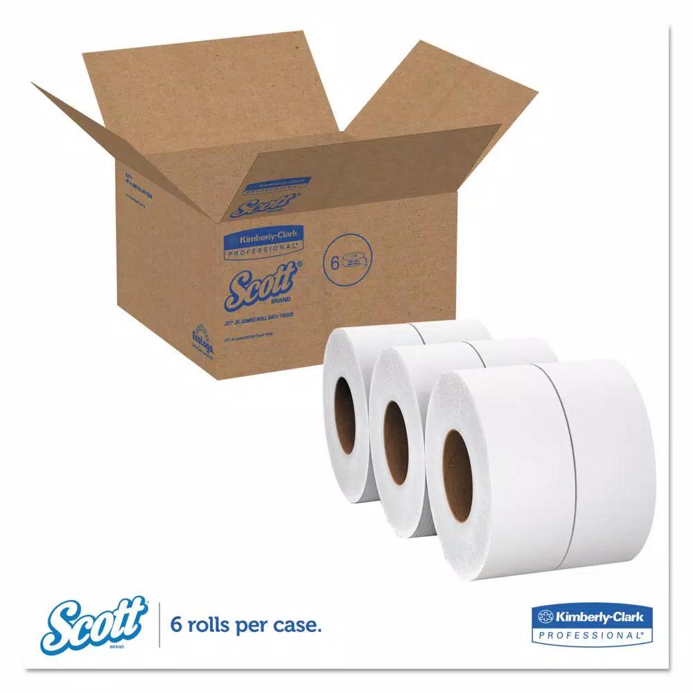 Kimberly-Clark PROFESSIONAL Scott Jumbo Roll Bath Tissue, 2-Ply White, 2000 ft. per Roll (6 Rolls)