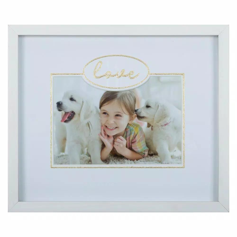 Pinnacle One Happy Family White and Gold Gallery Wall Photo Frame Set, 6 Piece Wood Frame Kit