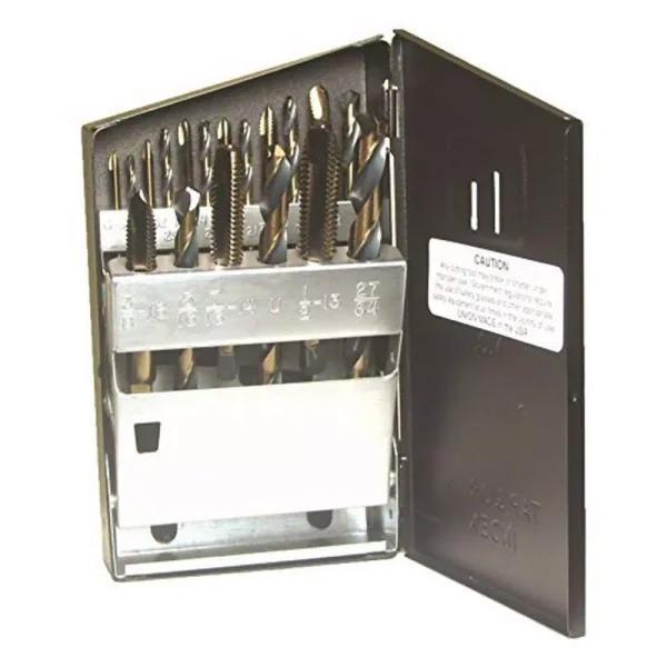 Viking Drill and Tool 18-Piece Tungsten Spiral Point Plug Style Drill/Tap Set with Metal Case