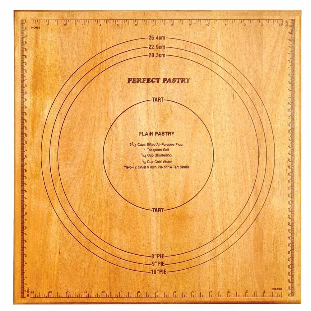 Catskill Craftsmen 16 in. Square Hardwood Pastry Board with Integrated Measuring Templates and Recipe