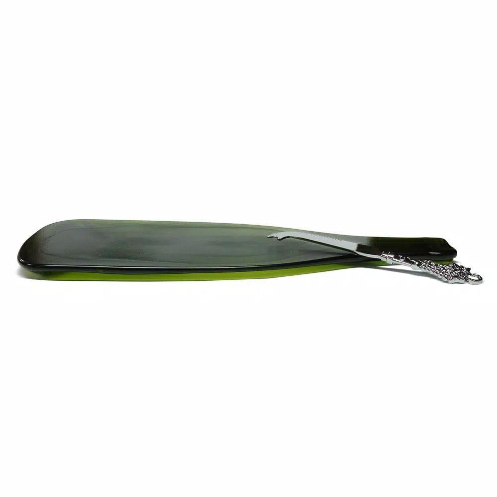 Epicureanist Recycled Wine Bottle Cheese Board and Knife Set, Green