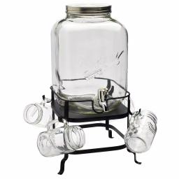 Unbranded Mason Craft and More 6-Piece Glass Beverage Dispenser Set with Metal Rack and 16 oz. Mugs thumbnail 1