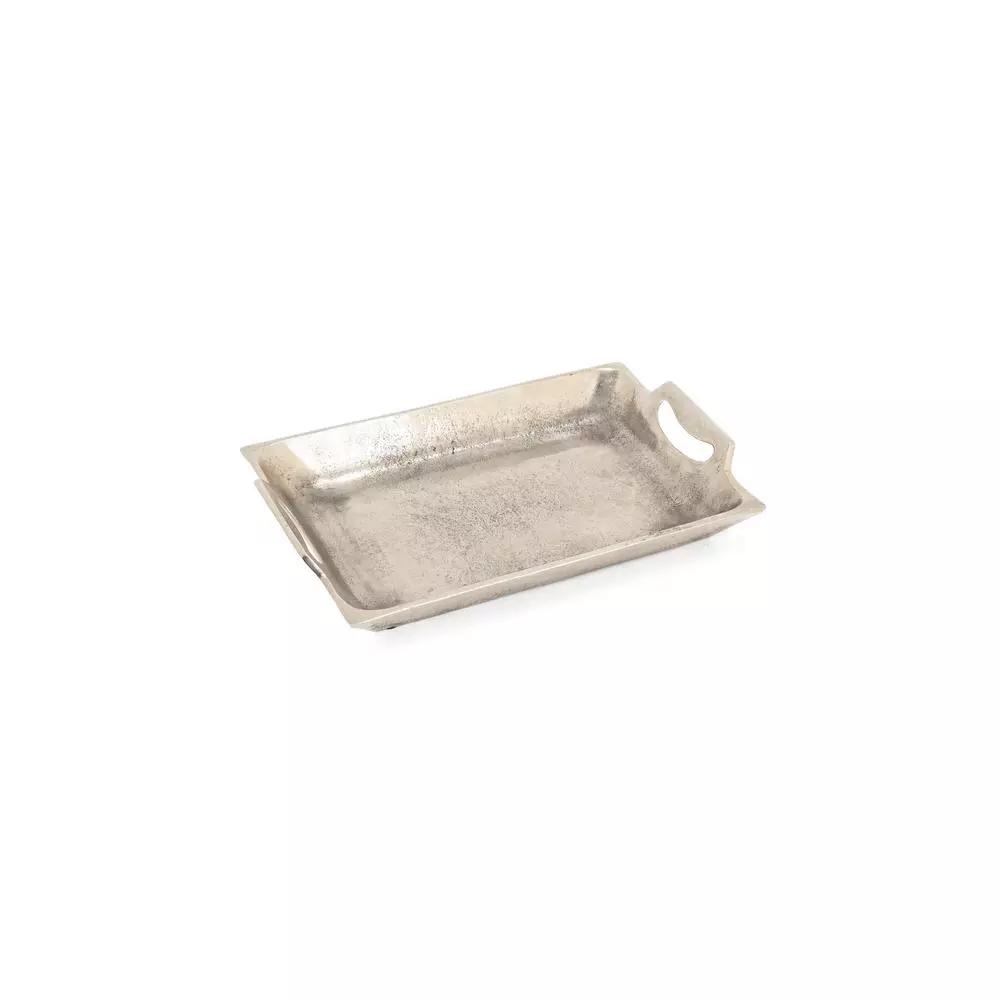 IMAX Lindi Silver Aluminum Trays, Set of 3, Rectangular Metal Decorative Trays