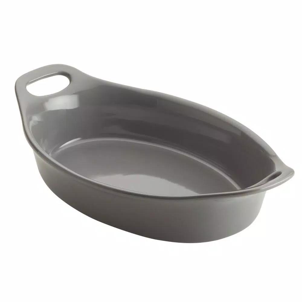 Rachael Ray 1.5 Qt. Gray Ceramic Oval Baker