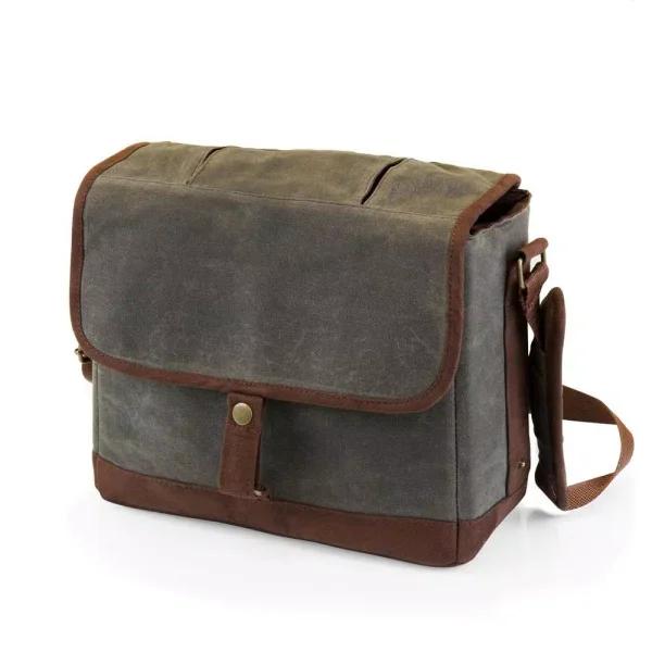 Legacy Khaki Green and Brown Insulated Double Growler Tote - Waxed Cotton Canvas