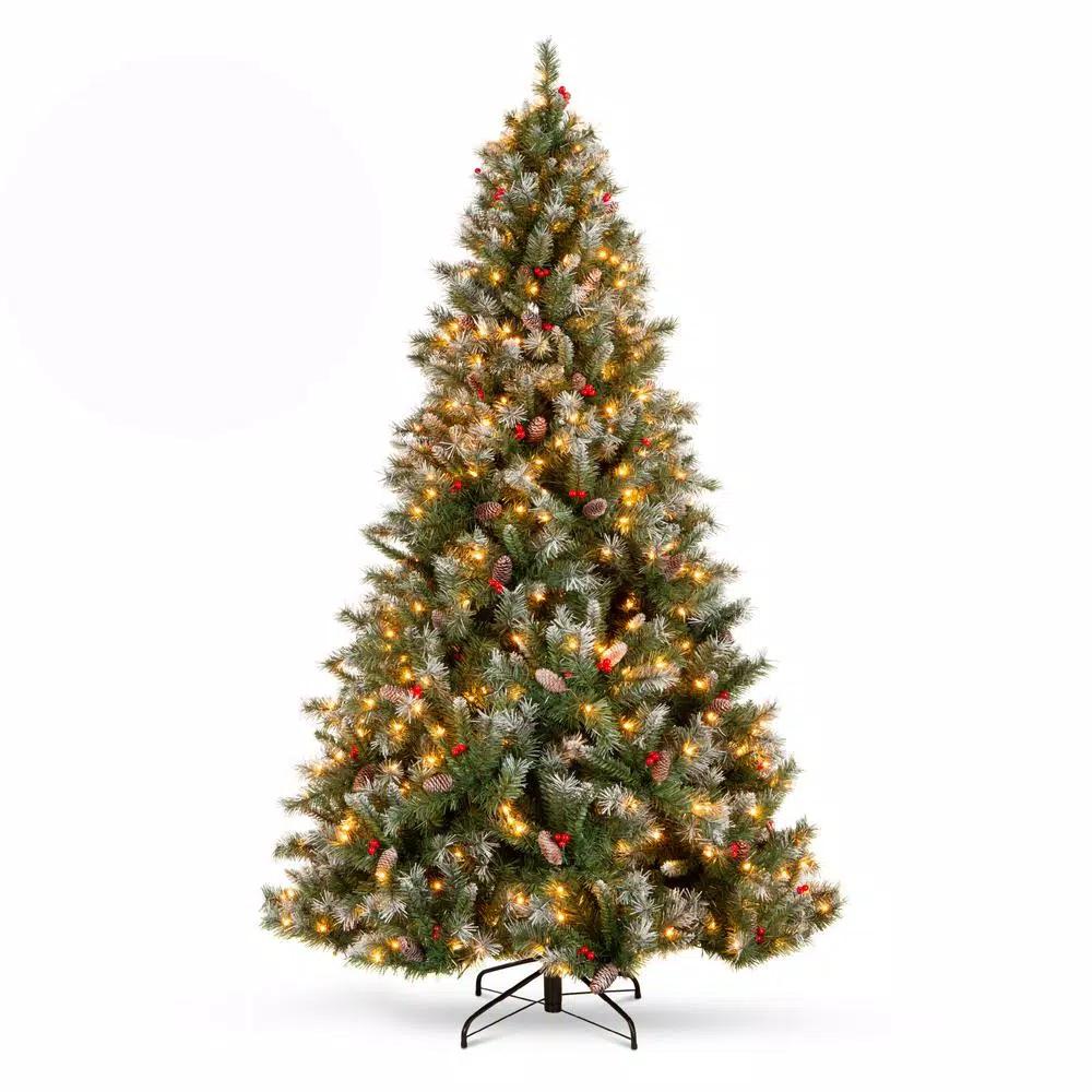Best Choice Products 6 ft. Pre-Lit Flocked Artificial Christmas Tree with 250 Warm White Lights, Berries & Pinecones