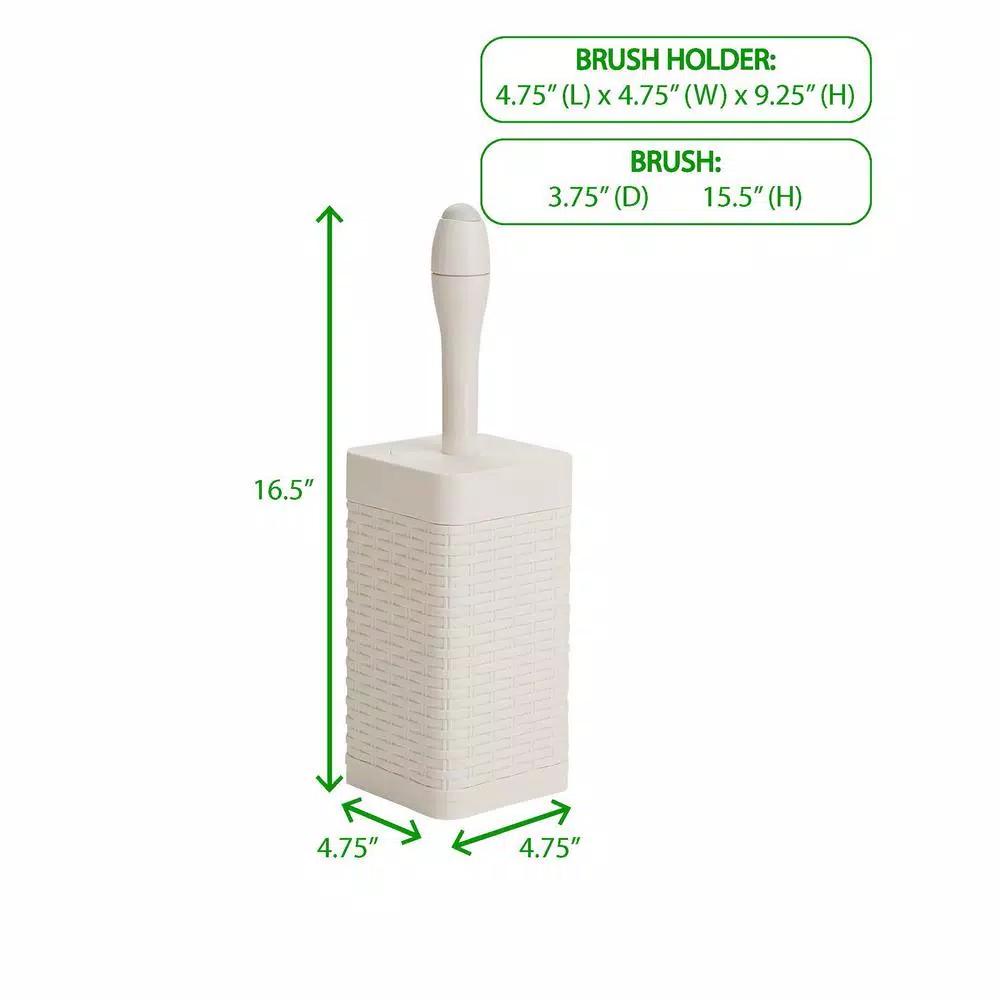 Mind Reader 12 in. Plastic Toilet Brush and Holder Set, Ivory